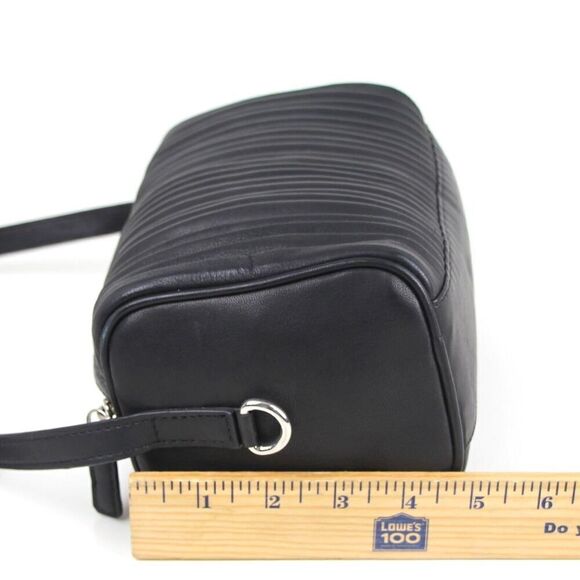 Topshop BLACK GENUINE LEATHER RUFFLE ZIP TOP HOBO SHOULDER BAG HANDBAG PURSE - Picture 13 of 14